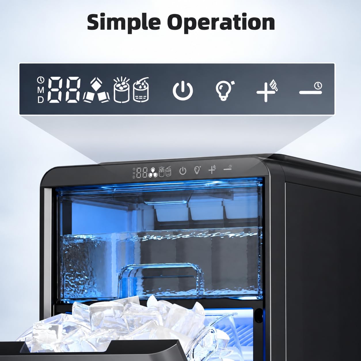 Detalle 2 de Antarctic Star HZB-12M Crescent Ice Maker, Clear Ice, 3 Thickness Settings