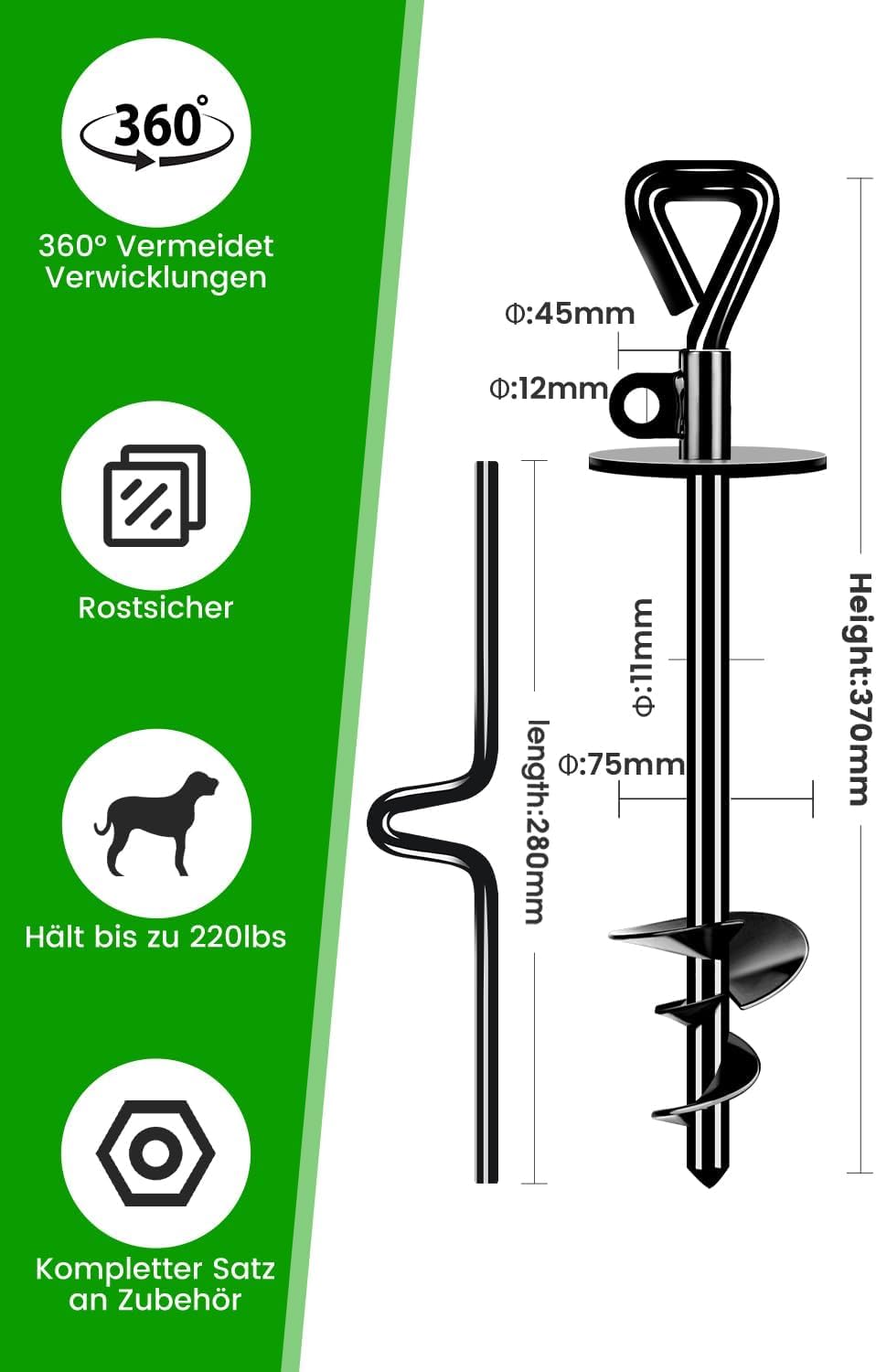Detalle 2 de Bodenanker Hund Pro Erdanker 100 kg Hund