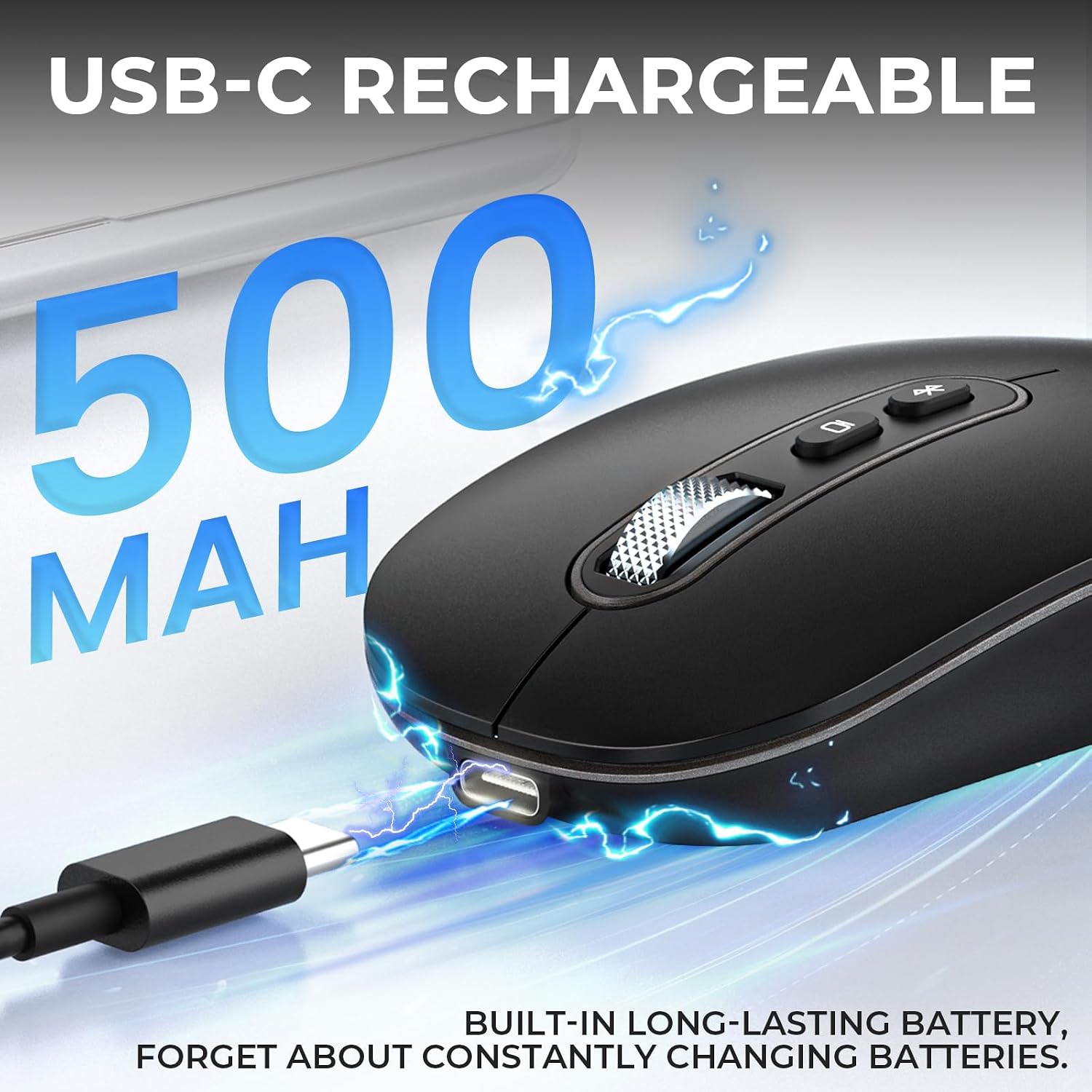 Detalle 1 de PINKCAT kabellose Maus Dual-Modus (Bluetooth 5.1 + USB‑C) mit USB‑Nano-Empfänger, wiederaufladbar