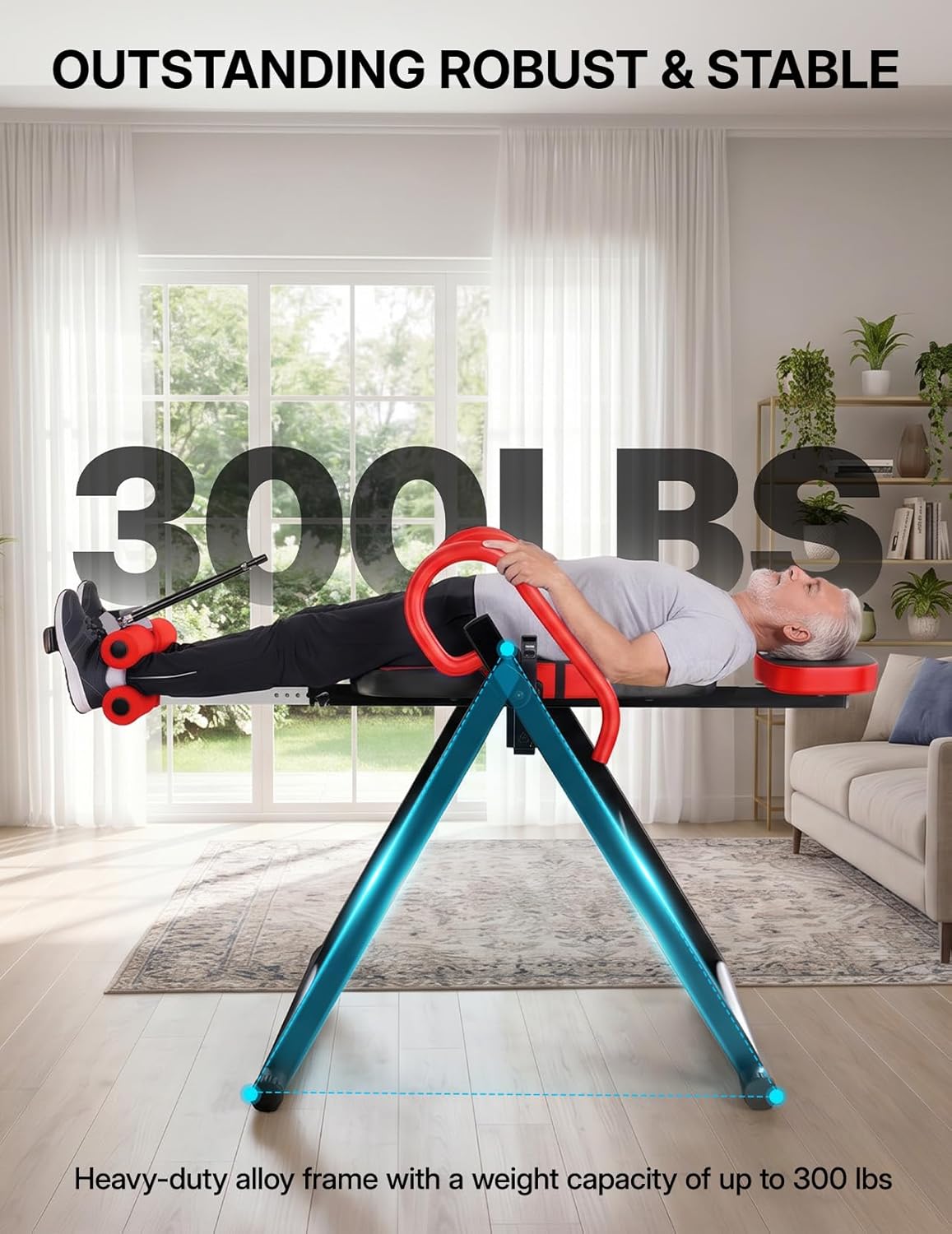 Detalle 2 de YOLEO 2023 Inversion Table with Headrest, Adjustable Lumbar Support & Foldable Frame