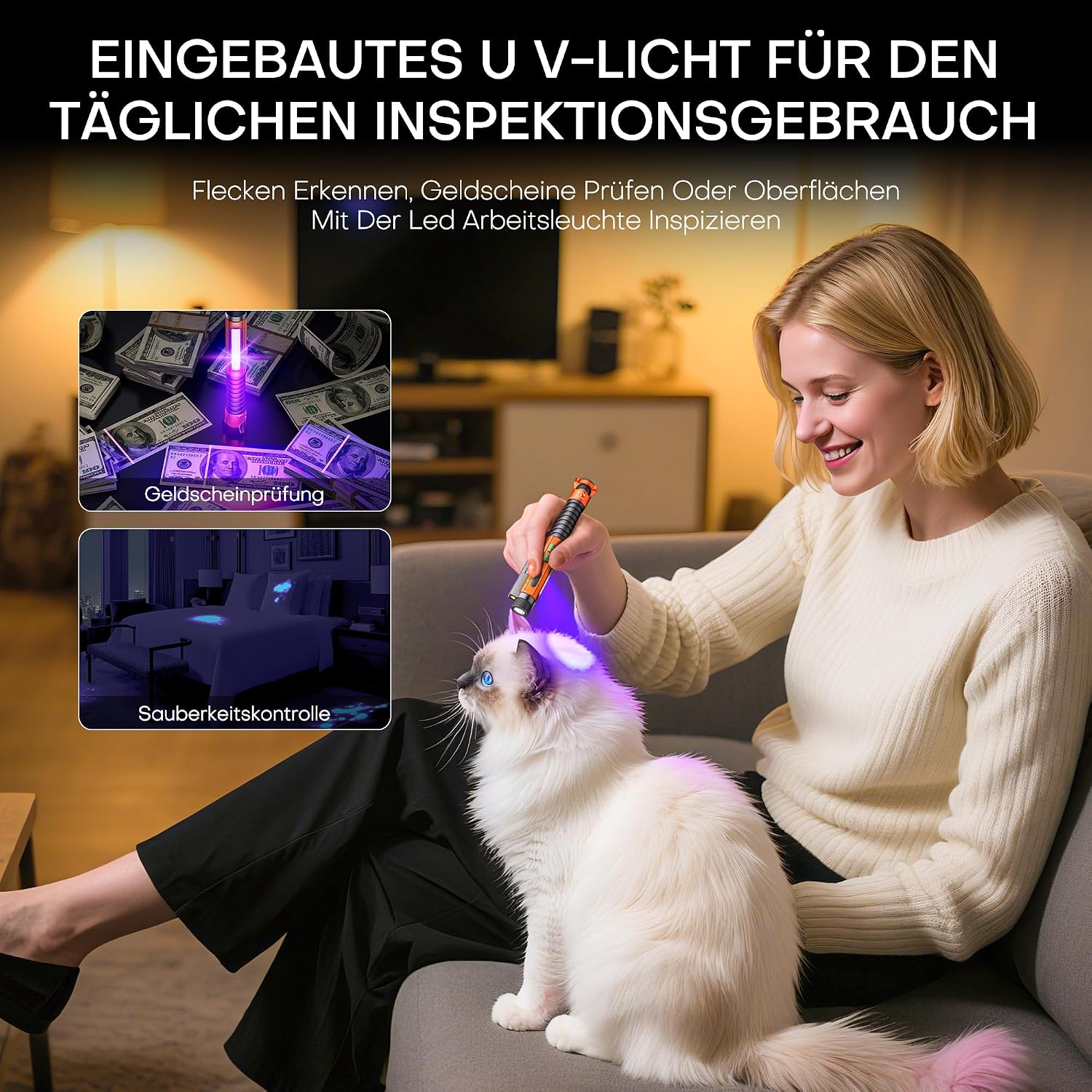 Detalle 2 de PASIION EDC wiederaufladbare Taschenlampe mit bis zu 800 Lumen, 11 Modi und Doppelmagnet