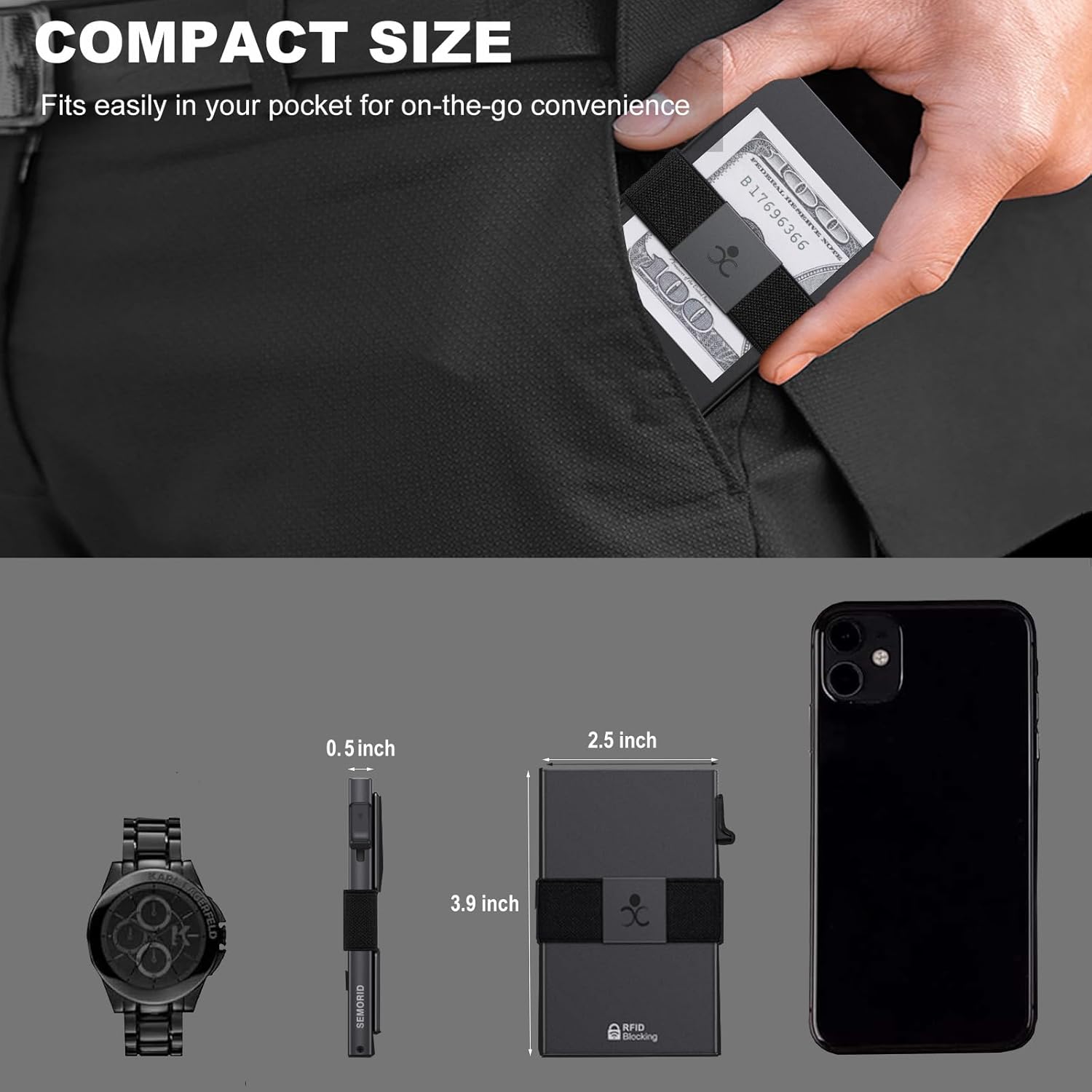 Thumbnail 5 de SEMORID Slim Aluminum Card Holder Wallet 3.9x2.5📇