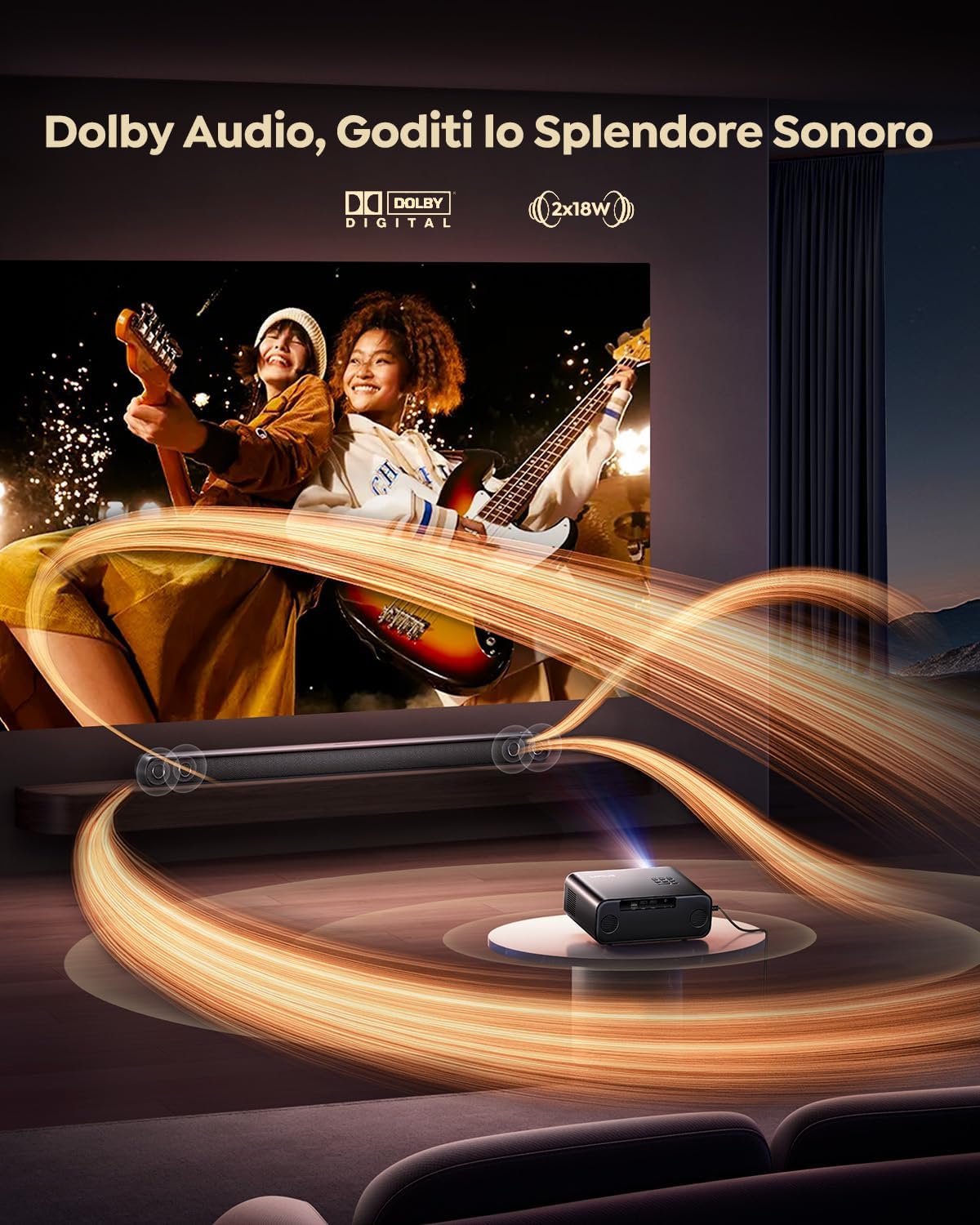 Thumbnail 2 de WiMiUS Proiettore Pro [Netflix incluso/Dolby/Autofocus] Smart 4K, WiFi 6 e Bluetooth 5.2 con auto keystone e zoom 50%