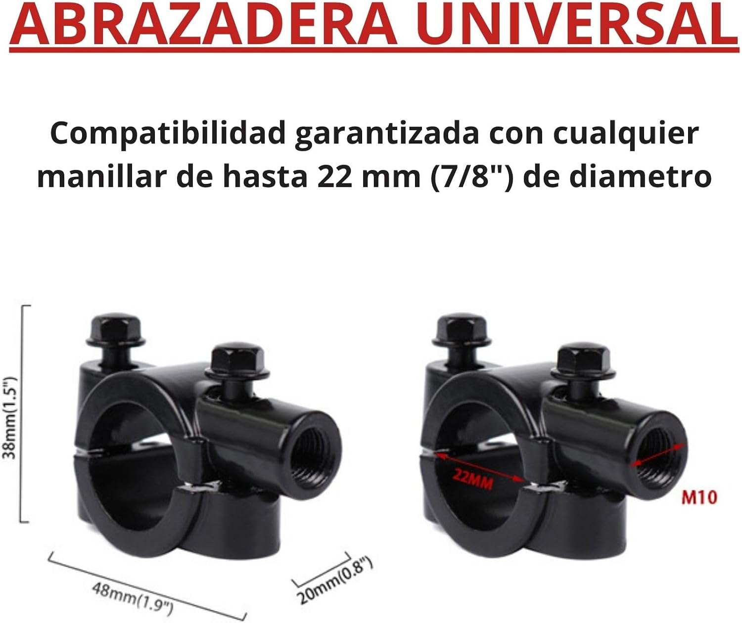 Detalle 2 de Espejos retrovisores moto homologados E24 360° 22mm