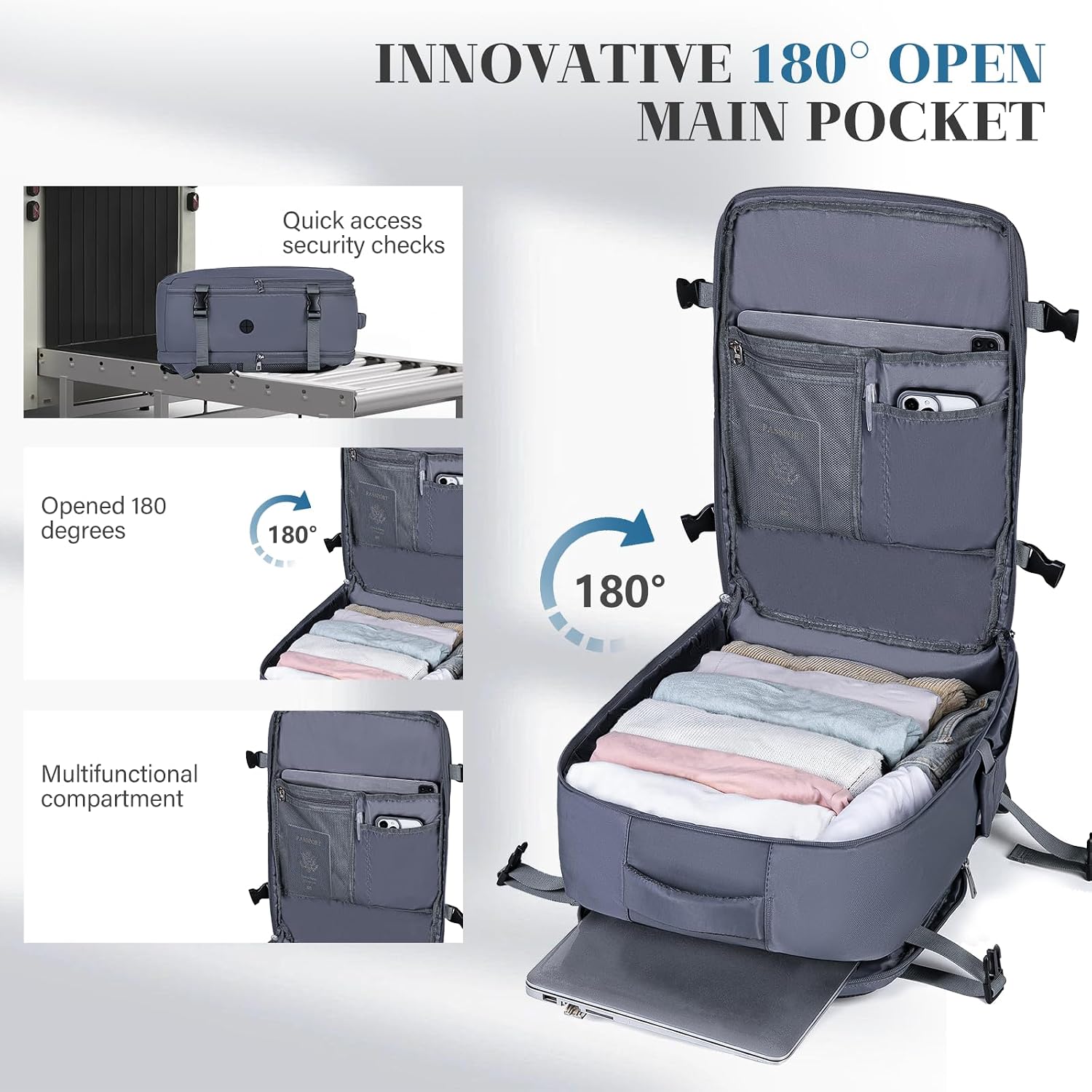 Detalle de Hayayu Cabine 40x30x20 – Sac à dos de voyage 24L avec compartiment ordinateur 14 pouces