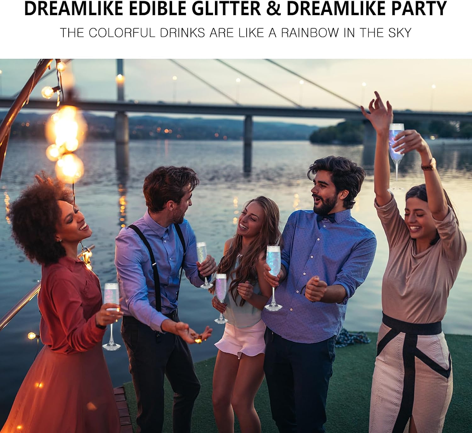 Thumbnail 6 de SkyVue Edible Glitter Shimmer for Drinks, 5-Bottle Rainbow Luster Dust Set