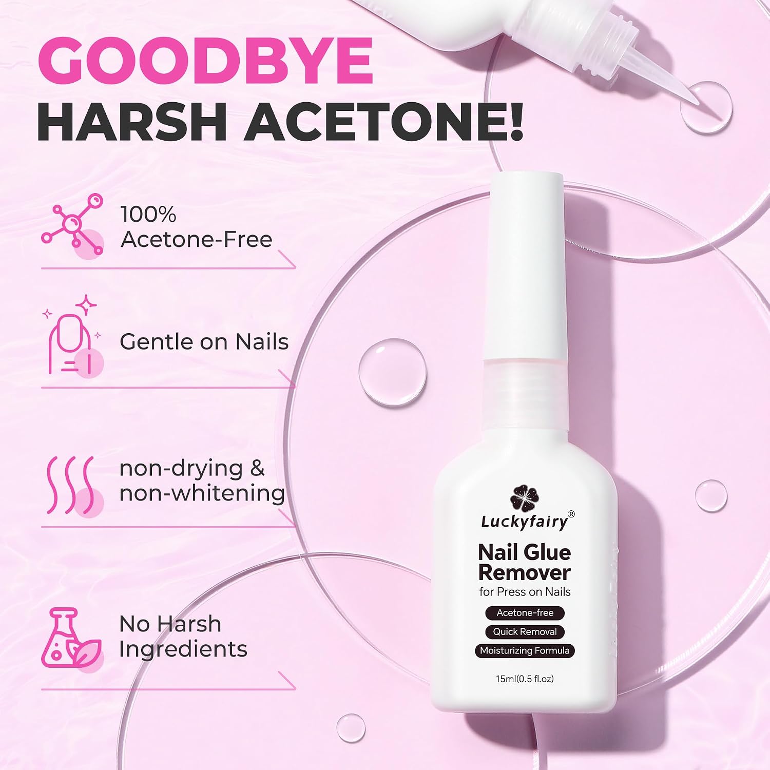 Detalle de Luckyfairy CALF-FJ039 Nail Glue Remover, 15 ml Acetone-Free Liquid