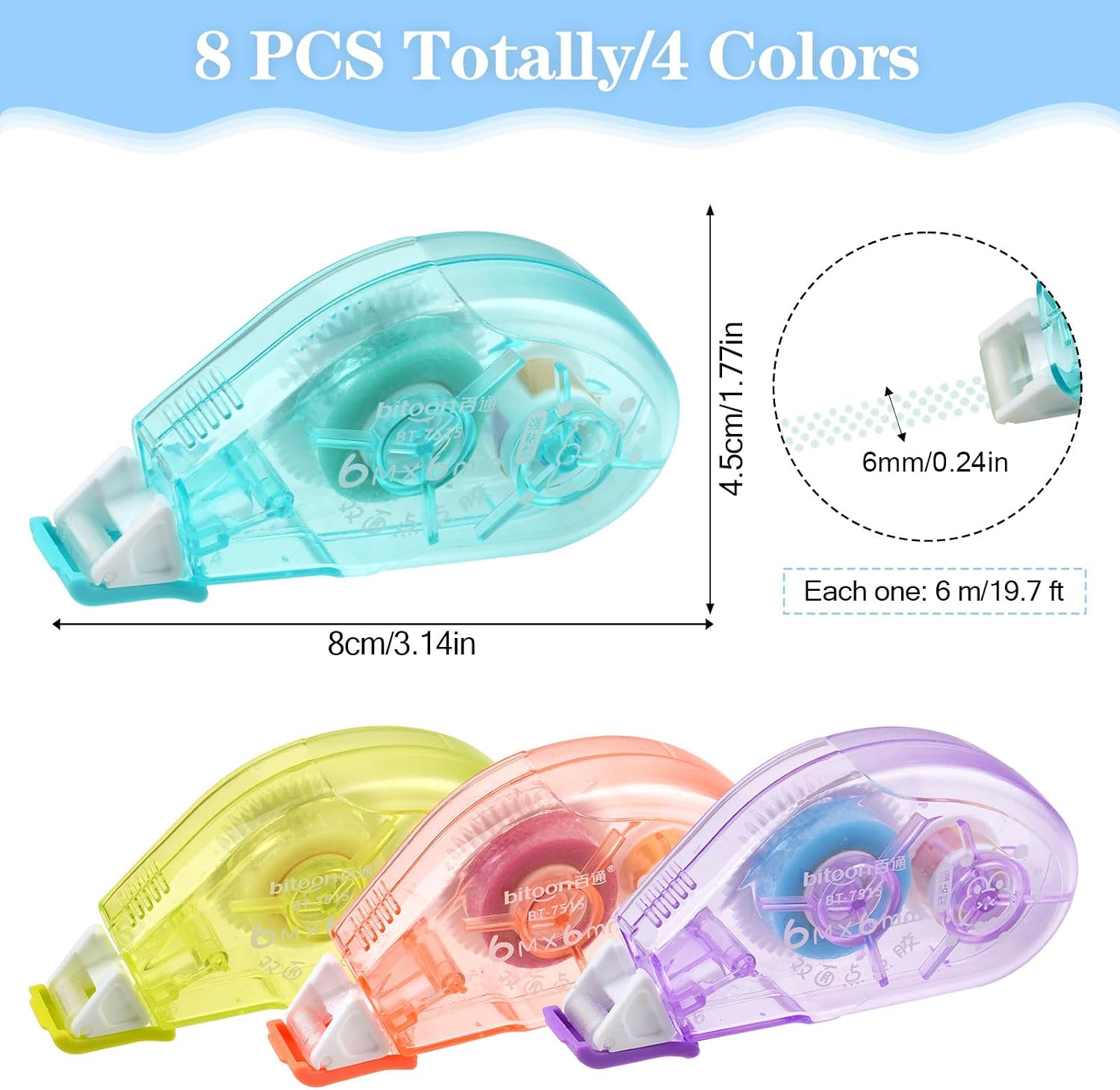 Detalle 2 de 8 pcs Glue Tape Roller 4-colour pack ๐จ