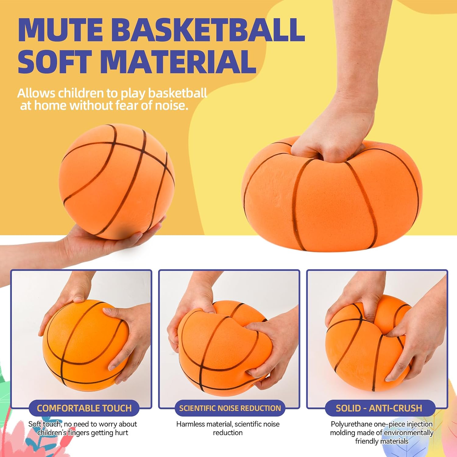 Detalle de YAOZUP Palla da Basket Silenziosa per Interno – Set completo con Canestro in Plastica e Rete, 18 cm