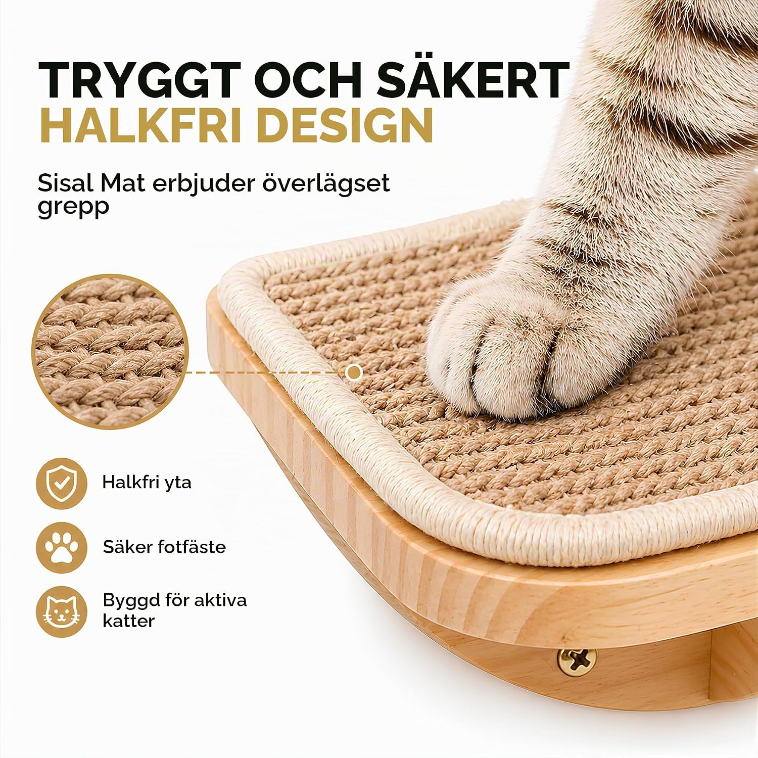 Detalle 2 de PELUOMOZ YM475-SET YELLOW-H-1+ kattväggsmöbel med skumkudde och sisalsteg