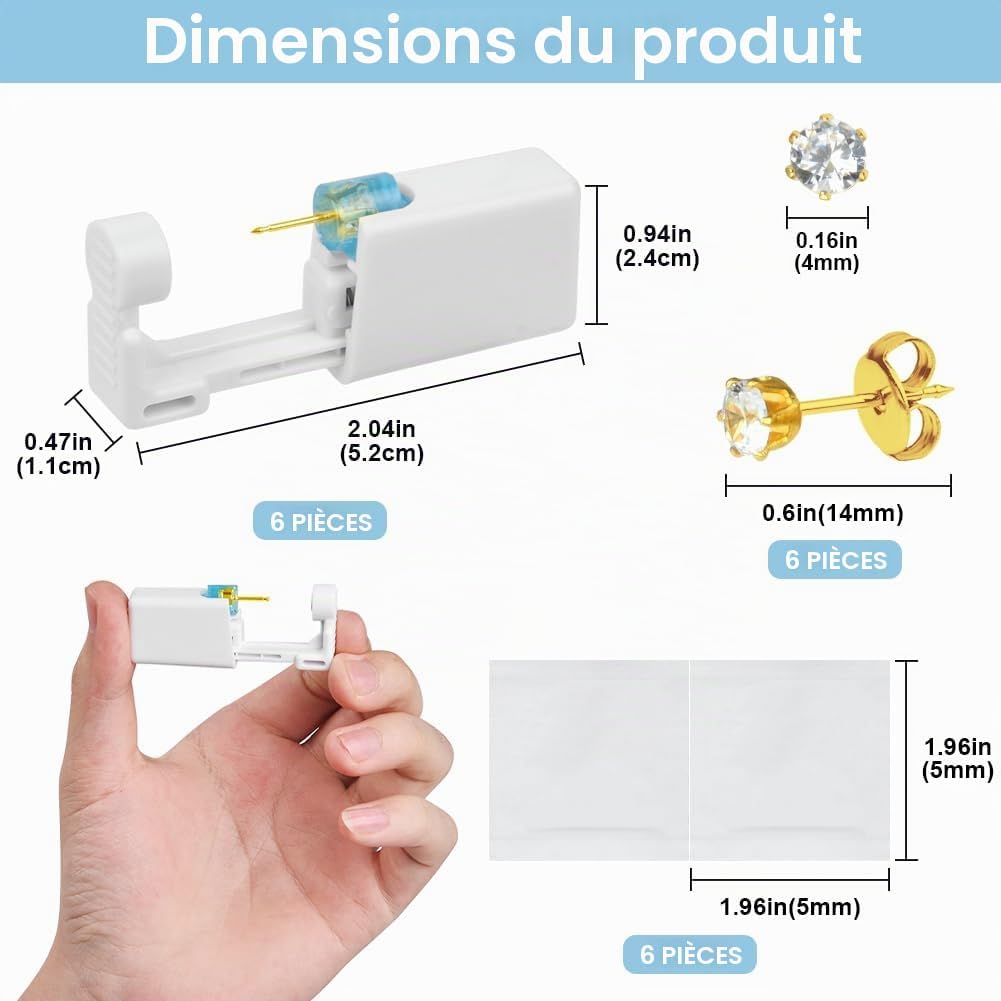 Detalle de Aucuu Perceur d’oreille auto-perçant – kit pistolets de perçage pour oreilles (jetable)
