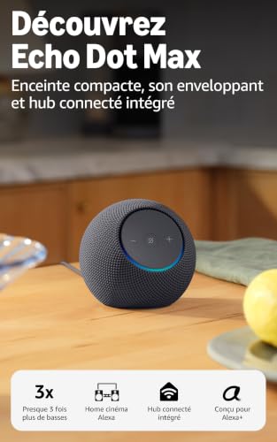 Thumbnail 7 de Amazon Echo Dot Max (nouvelle génération) – enceinte avec son qui emplit la pièce et hub intégré, Graphite