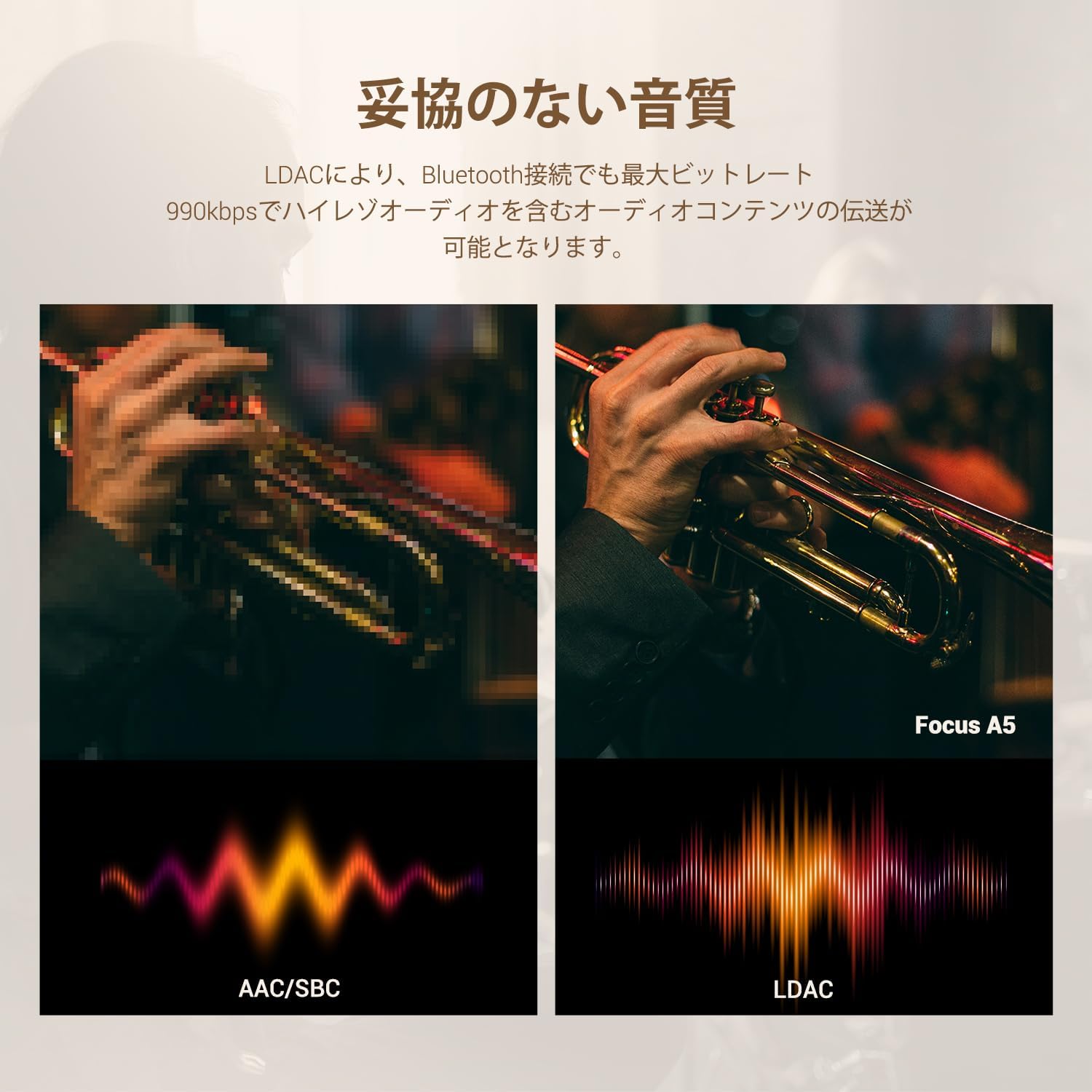 Detalle de OneOdio A5 ワイヤレスヘッドホン LDAC・ノイズキャンセリング・最大75時間再生 ホワイト