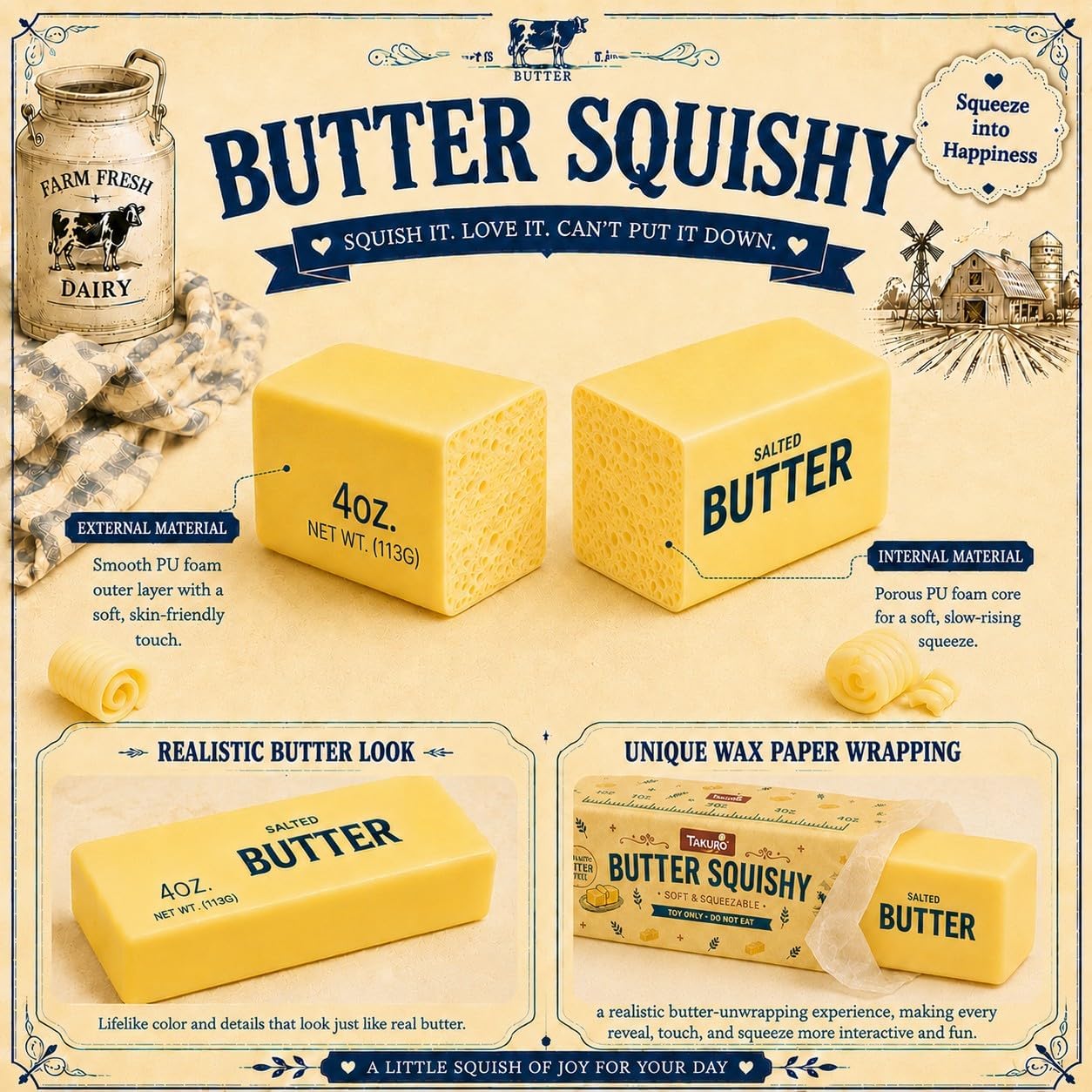 Thumbnail 6 de 2PCS Butter Squishy – Slow Rising Butter Squishy Toy for Adults (5.5 Inch)
