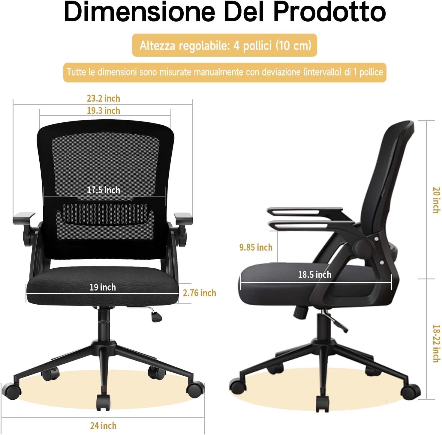 Thumbnail 2 de naspaluro Sedia Ergonomica per Ufficio con Braccioli Pieghevoli