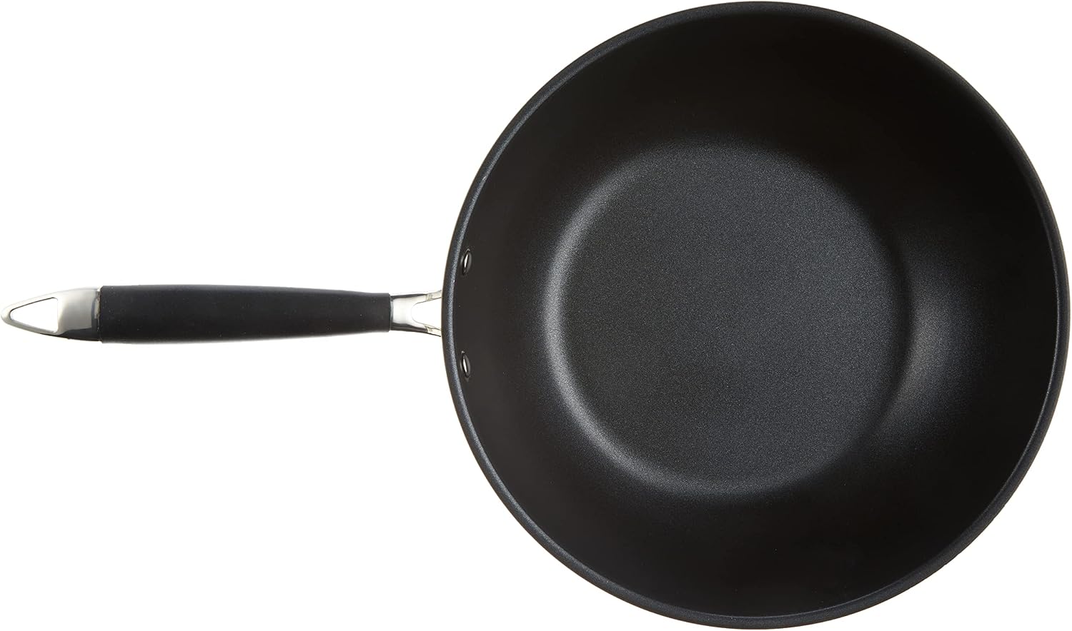 Detalle de Amazon Basics Wok-Pfanne 28 cm – robustes Edelstahlmodell mit Antihaftbeschichtung