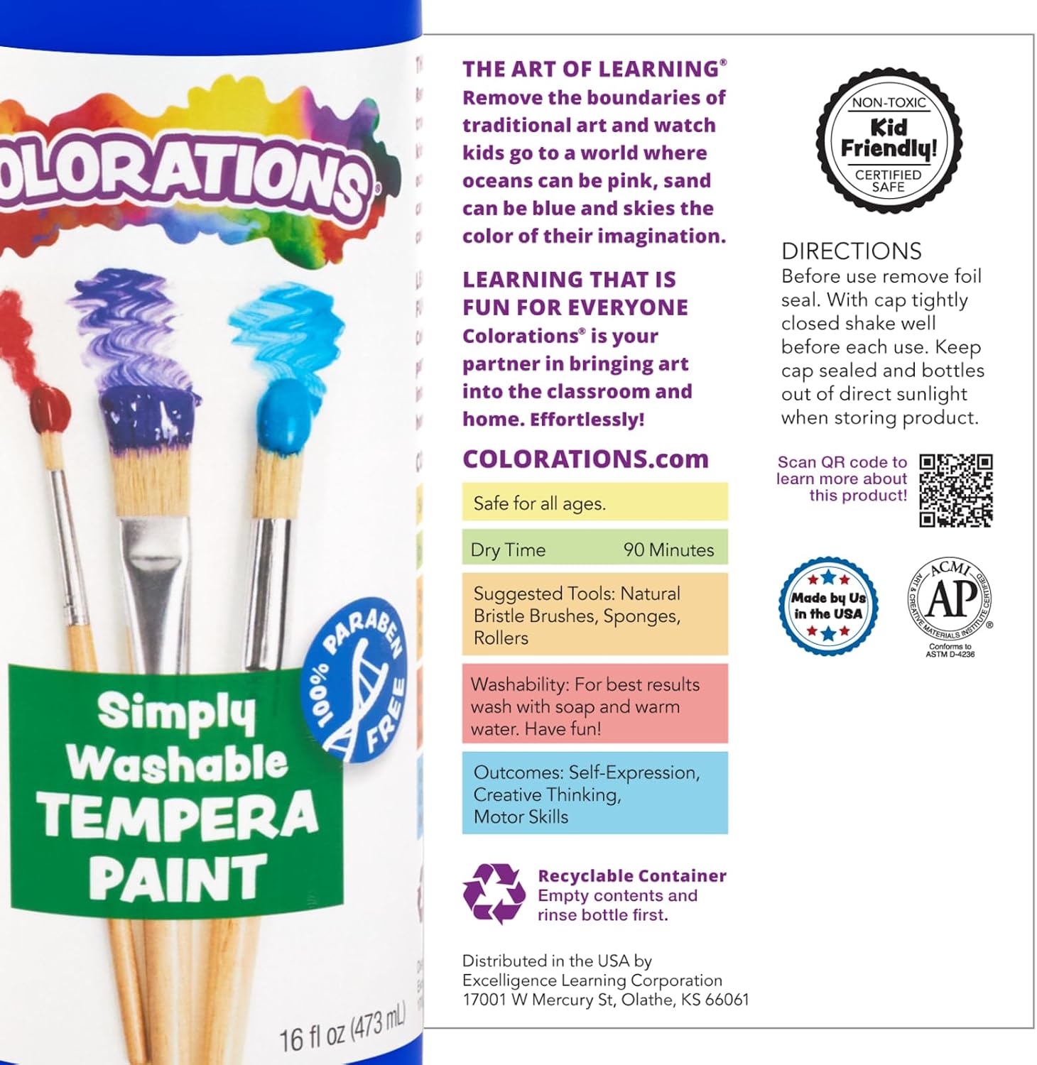 Thumbnail 5 de Colorations SWT16 Washable Tempera Paints 16 fl oz