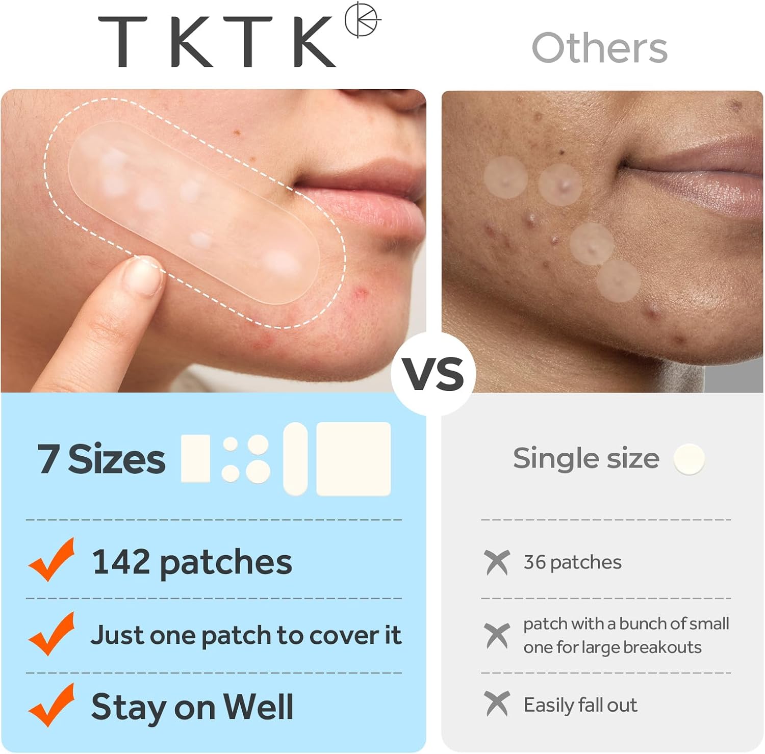 Thumbnail 4 de Large Pimple Patches for Face – 142 Count Across 7 Sizes (XL Hydrocolloid Bandages) by TKTK