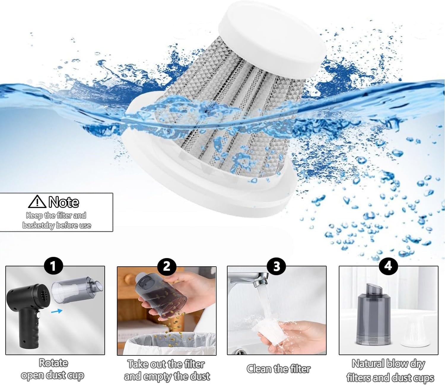Detalle 2 de Handheld Vacuum Cleaner with 22000PA Suction — Portable 4-in-1 Car and Home Cleaner