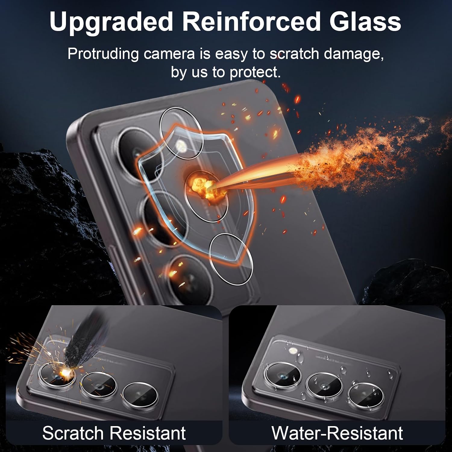 Detalle de Funrae Panzerglas-Schutzfolie für Realme C75 5G – 2x Displayschutz & 2x Kamera-Schutzfolie, 9H, blasenfrei