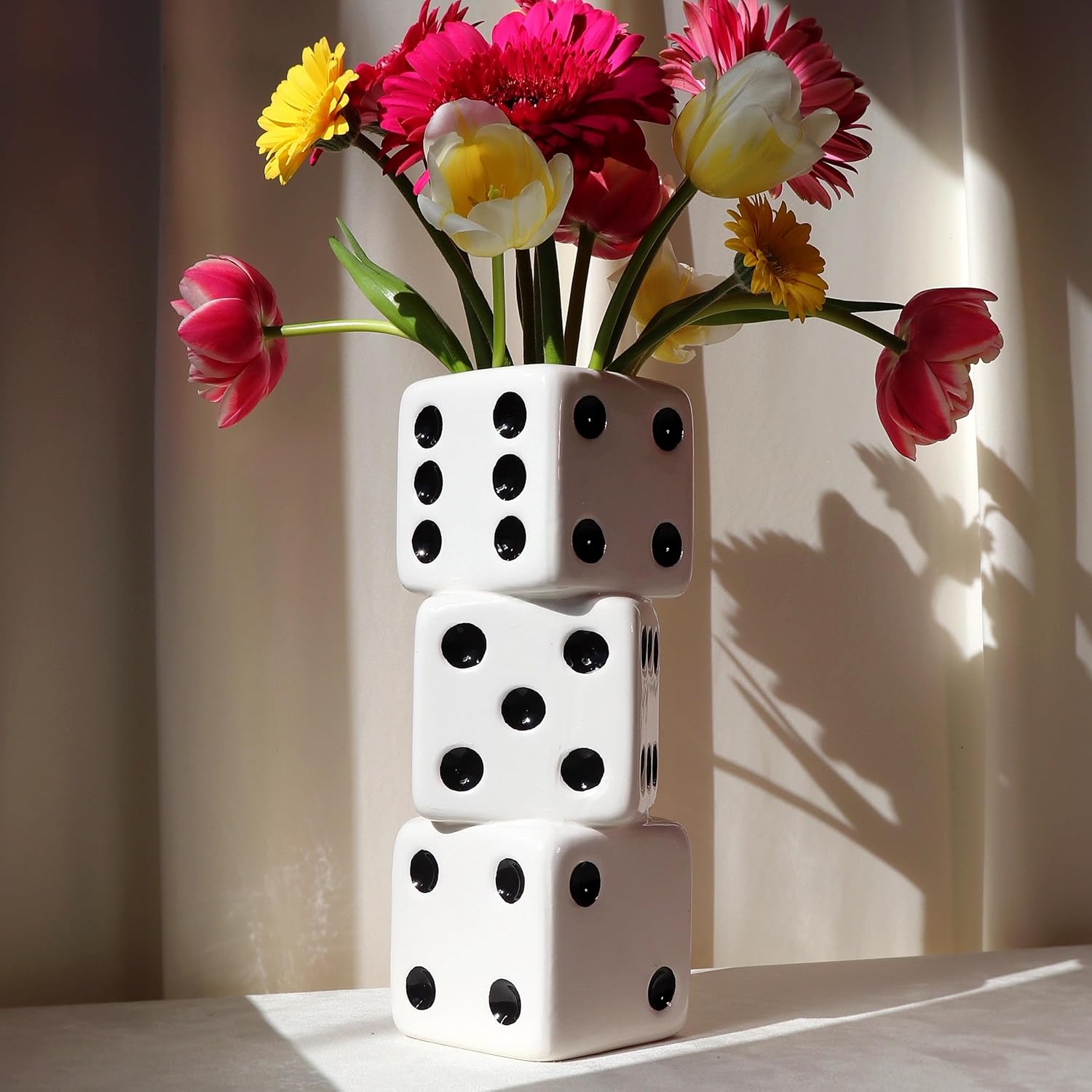 Vase triple dé Reimagine Discovery Corps Blanc Pois Noirs 🍃