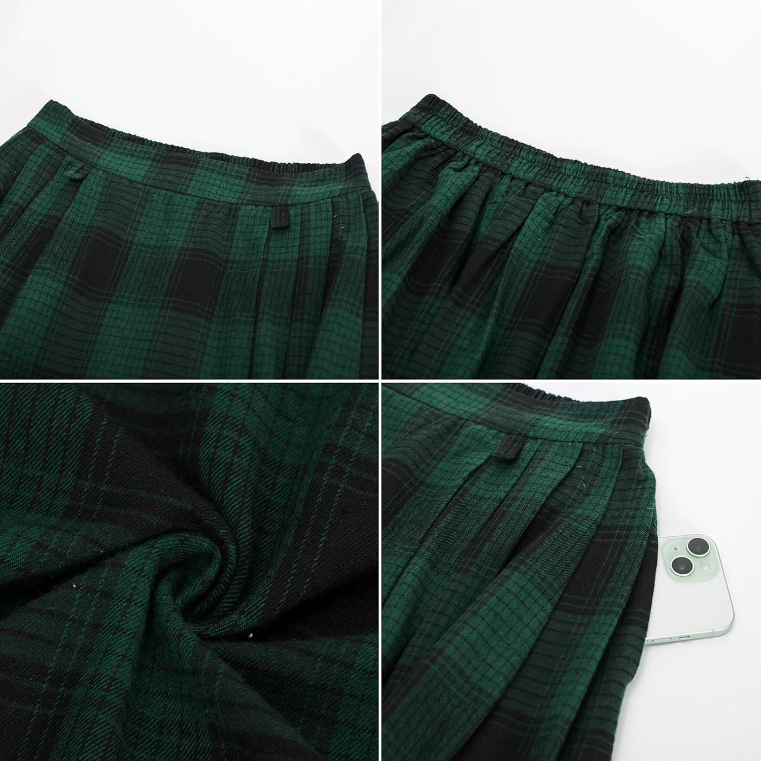 Detalle 2 de SCARLET DARKNESS Jupe médiévale femme à carreaux – longue, taille élastique, motif plaid et boutons (cosplay)