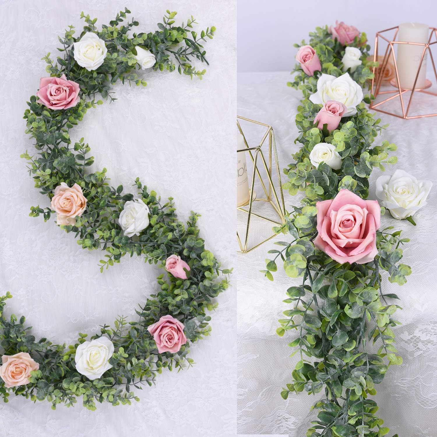 Detalle 2 de DearHouse Faux Eucalyptus Garland 6 ft, 2-Pack