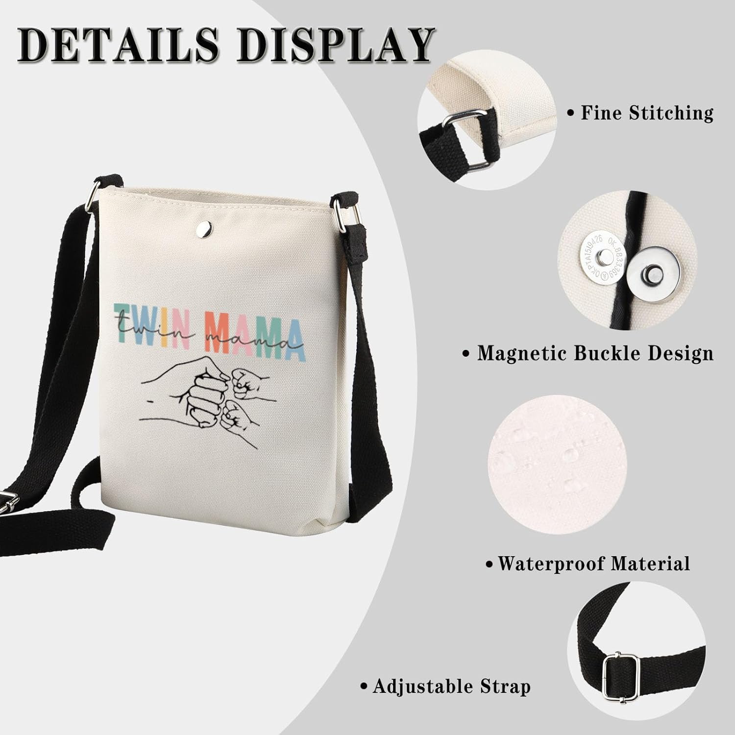 Detalle de Twin Mama Gift Makeup Bag: A Practical Travel Pouch for Moms of Twins