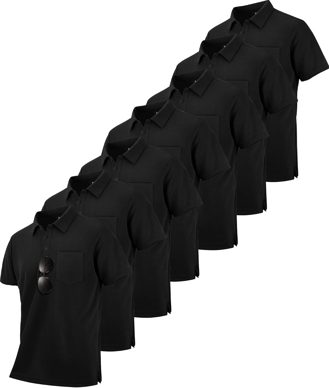 Detalle de SCODI 7 Pack Polo Shirts for Men with Pocket: Moisture-Wicking, UPF50+ Golf Polos