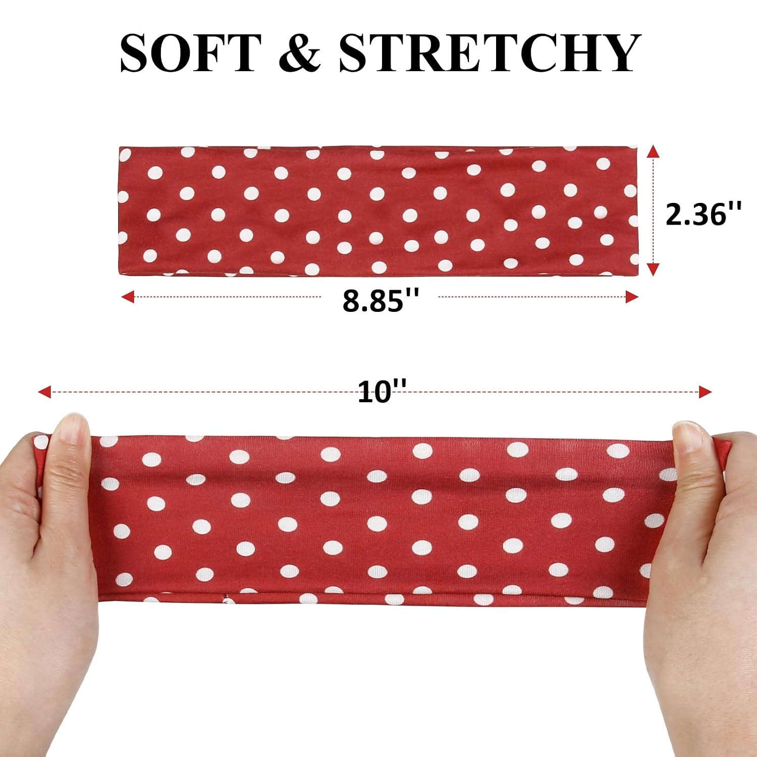 Detalle 2 de TERSE Polka Dot Headbands for Women — 6-Pack Polka Dot Hair Bands