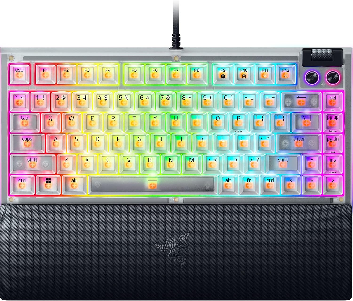 Detalle de Razer BlackWidow V4 RZ03-05003600-R3U1 75% Mechanical Gaming Keyboard, Phantom White