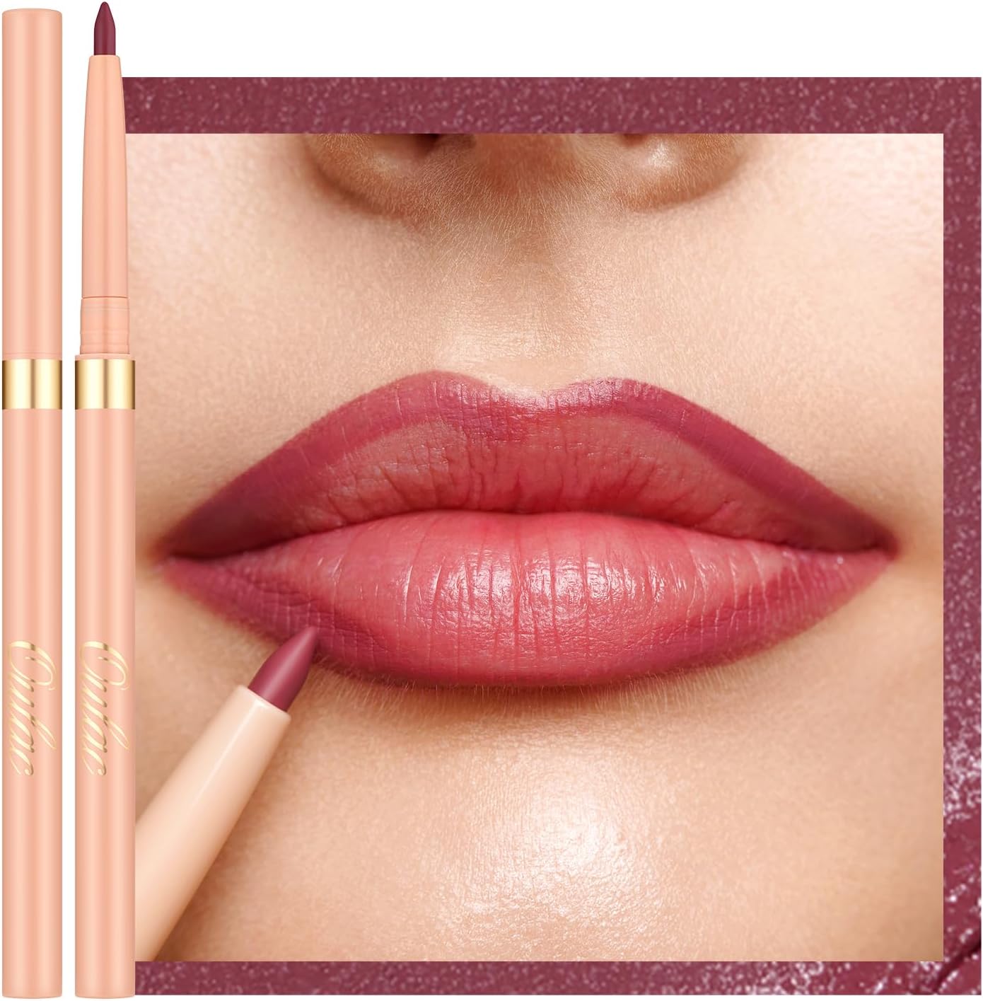 Detalle de OULAC Matita Labbra Rosa Opaco – Lipliner Impermeabile, 12 Ore +, No-Transfer, Pigmentata, Vegan