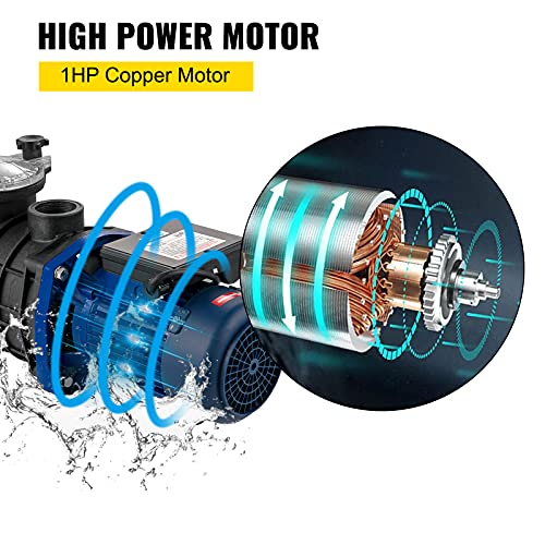 Detalle de VEVOR Bomba de Piscina con Filtración 18000 L/h, 1 HP, cuerpo ABS y motor de cobre — cesta de filtro extraíble
