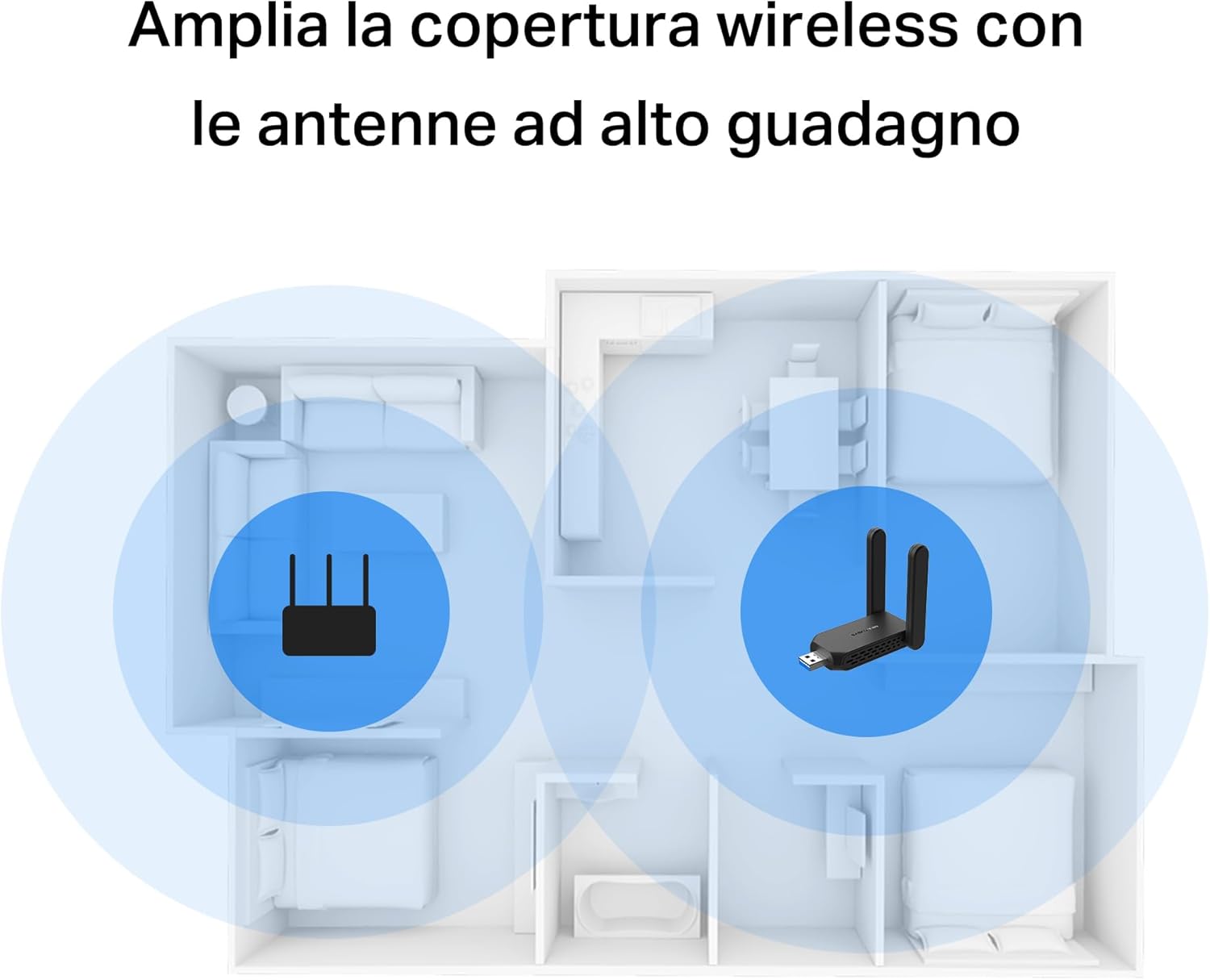 Thumbnail 6 de Mercusys TP-Link MA32H chiavetta Wi‑Fi USB AC1300 2 antenne