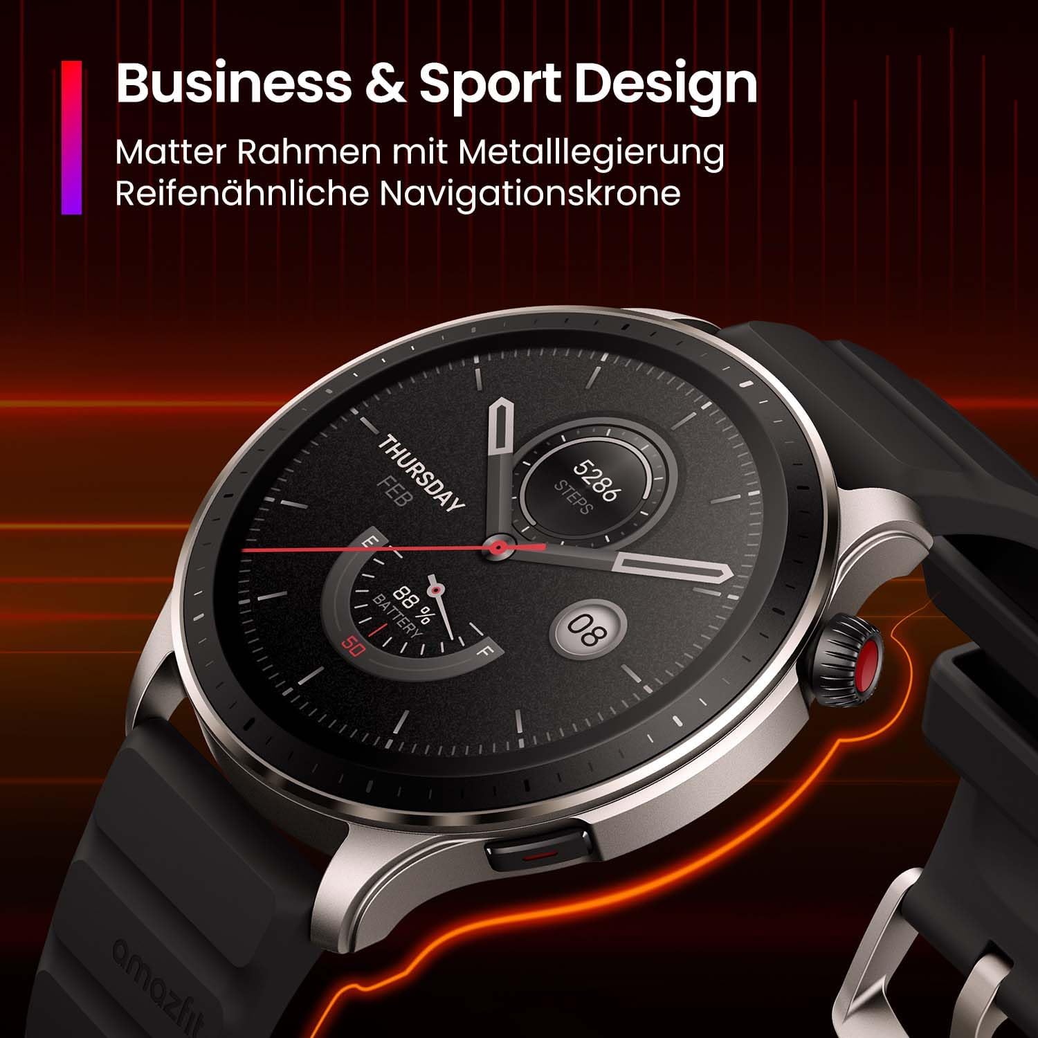 Detalle de Amazfit GTR 4 Smartwatch mit Bluetooth-Telefonie, Musikspeicher und 1,43'' AMOLED-Display