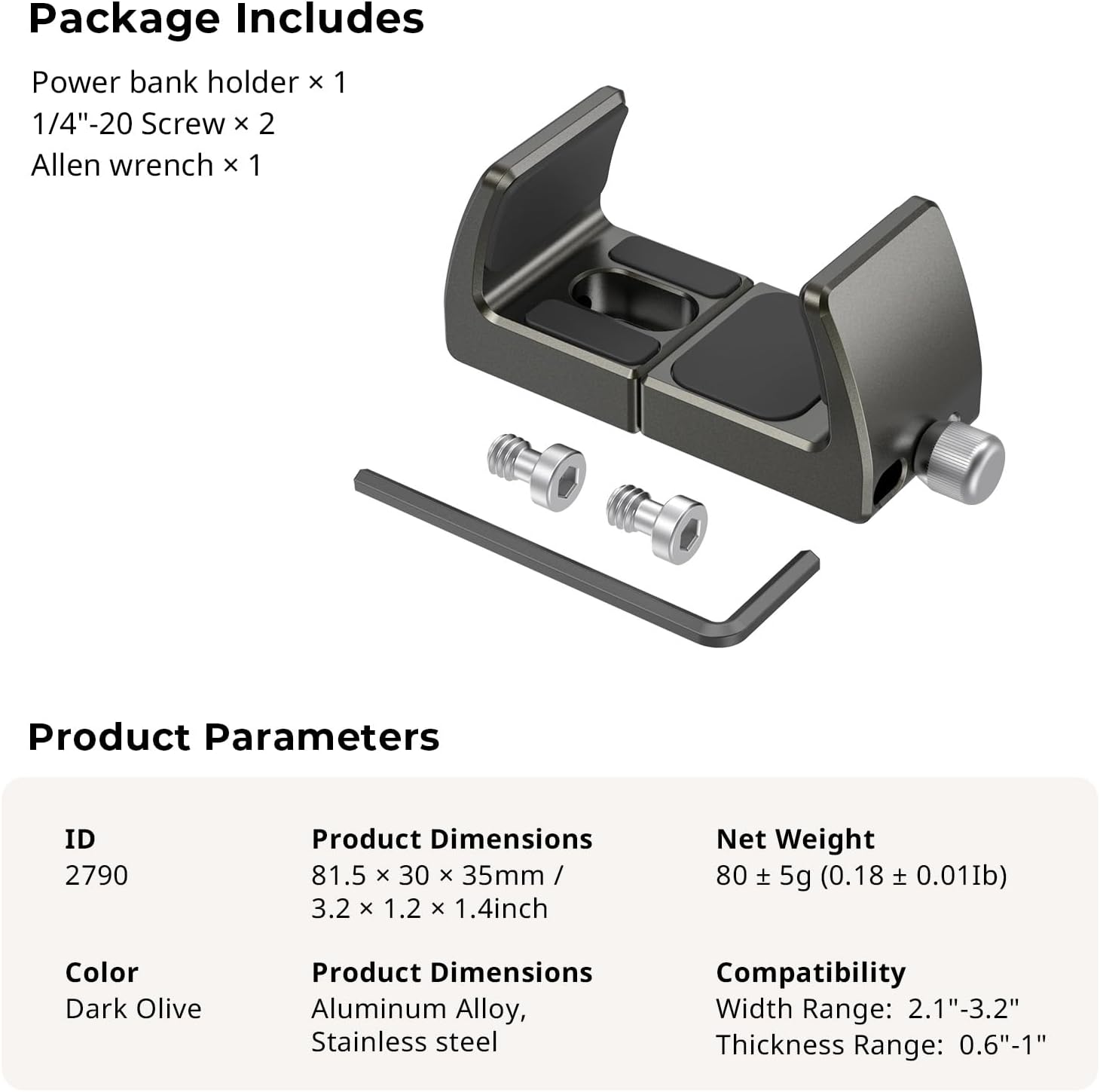 Thumbnail 6 de SMALLRIG 2790 Support aluminium pour powerbank (pince pour batteries externes 53 à 81 mm)