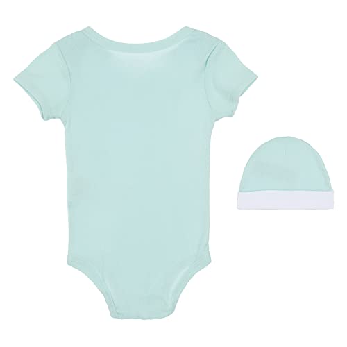 Detalle de Levi's Classic Batwing Hat Bodysuit Bootie Set 3Pcs per neonato 0-24 mesi Bianco/Pastel Turquoise