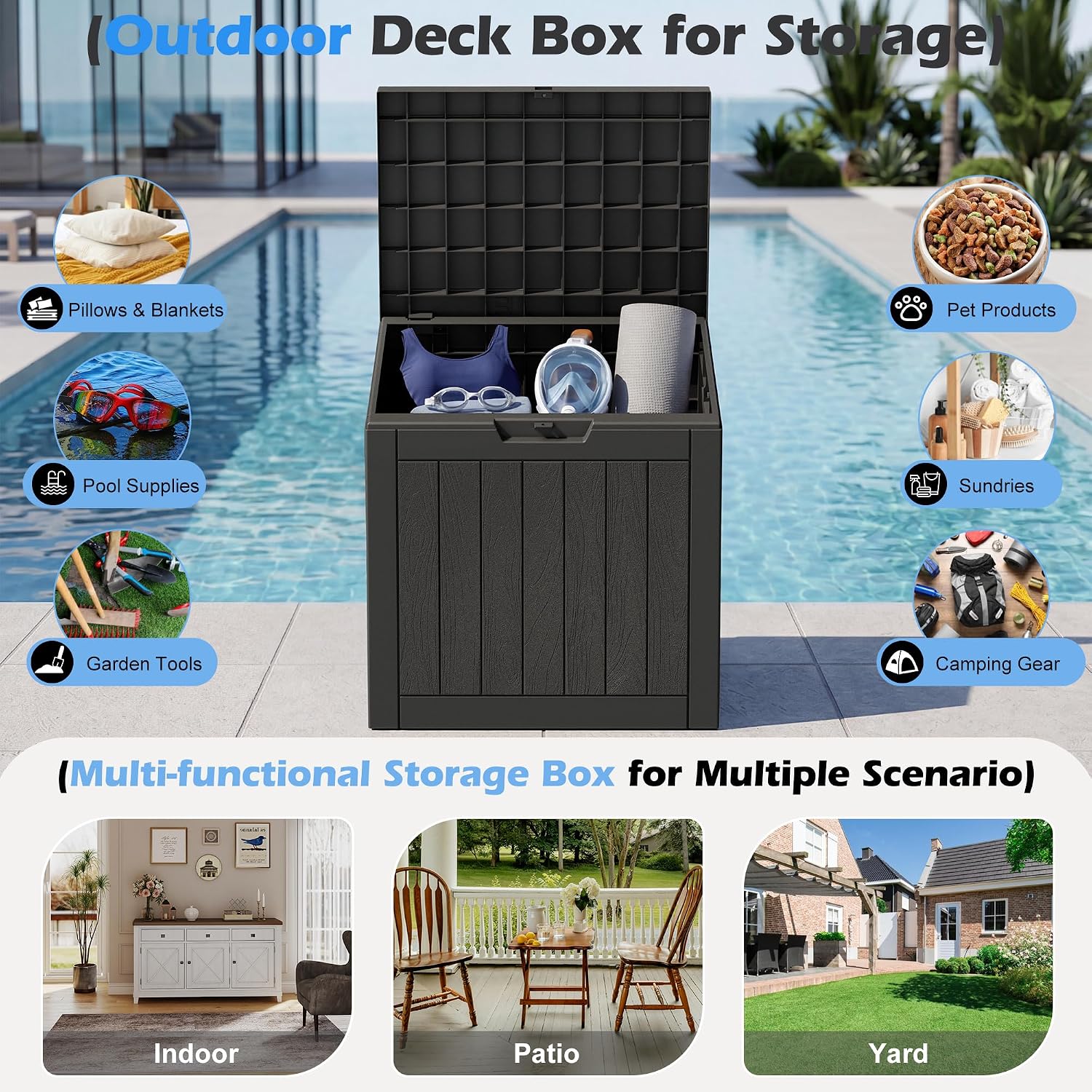 Detalle de WTFGO Outdoor Storage Box, 32 Gallon