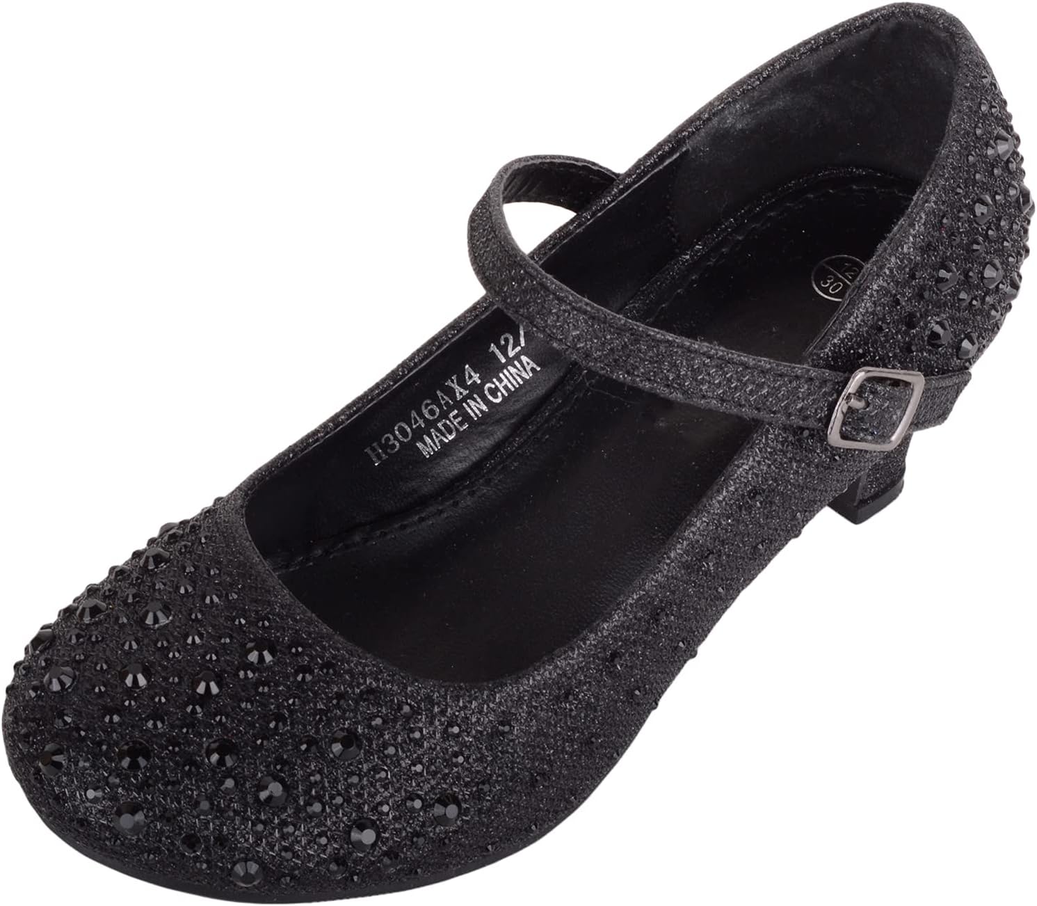 Detalle de ABSOLUTE FOOTWEAR Kids Glitter Diamante Heeled Shoes – Party Ready