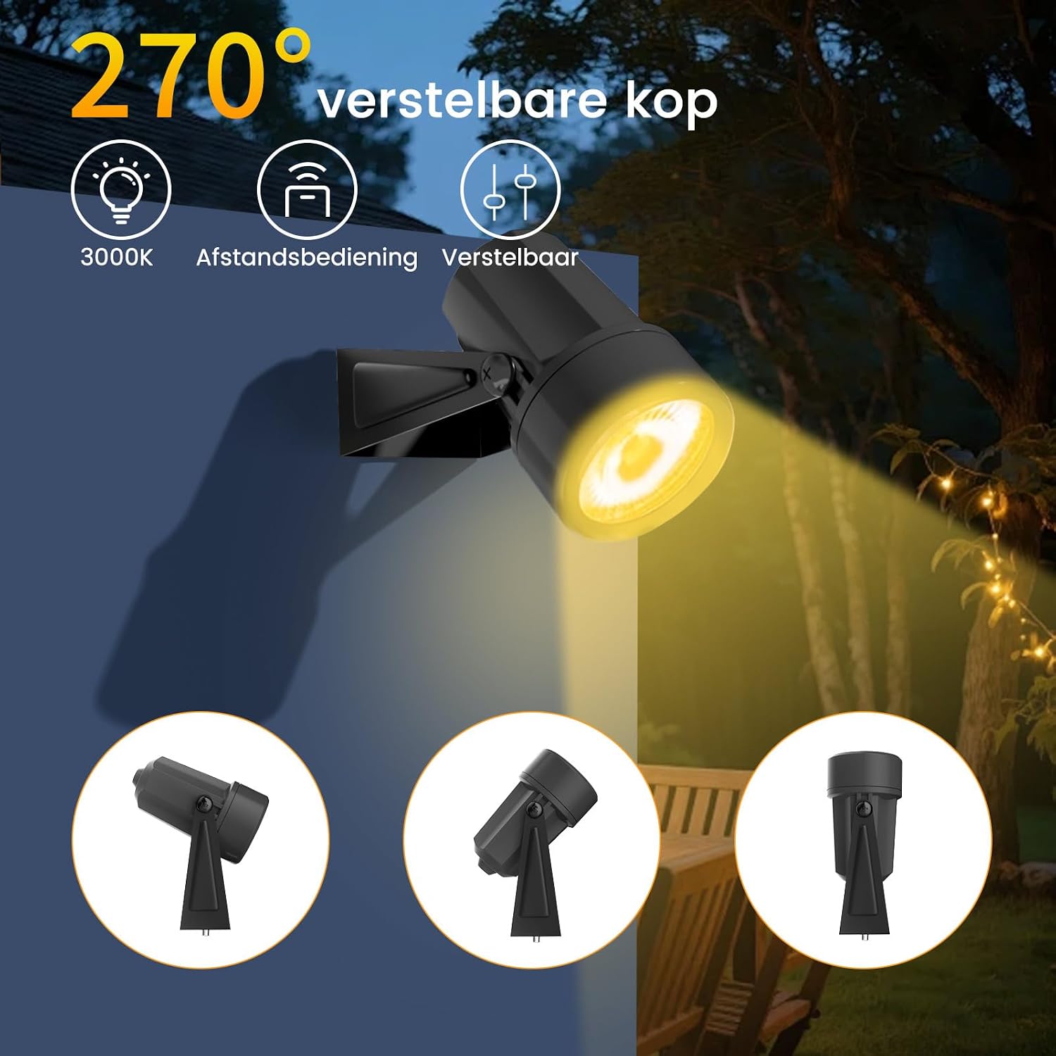 Detalle de LONIUTO IL-SD-2215M4T tuinspots, 4 x 3 W, 3000 K, IP65