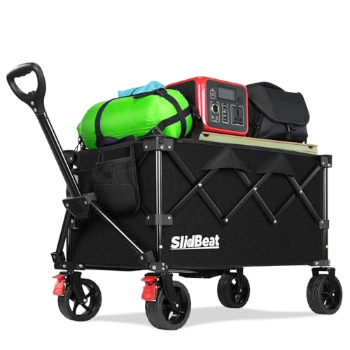 Detalle de SLIDBEAT Carrello da Campeggio Portatile 120L con Ruote Grandi e Manico Regolabile