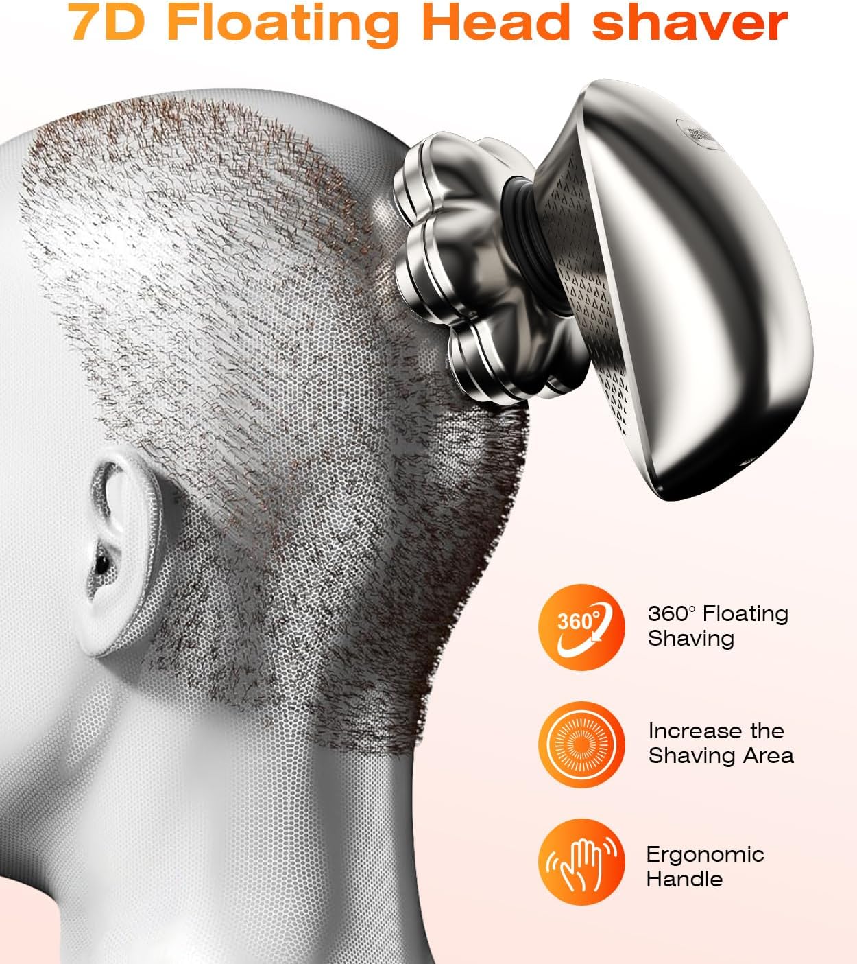 Detalle de TEPOTZ 7D Head Shavers (5-in-1) — Waterproof Wet/Dry Rotary Electric Shaver Kit for Men & Women