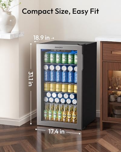 Thumbnail 7 de EUHOMY 93L Drinks Fridge with Glass Door (126 Cans)