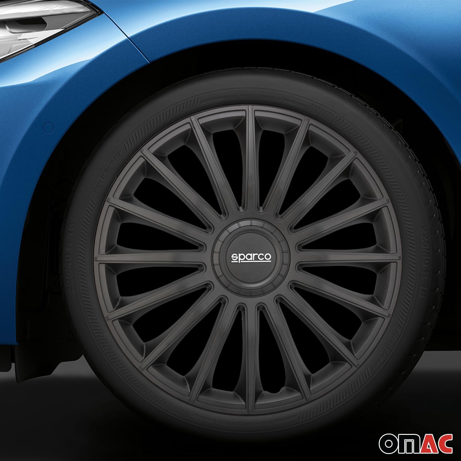 Thumbnail 1 de Sparco Treviso navkapslar 16 tum, svarta, ABS, snäppmontering, 4-pack