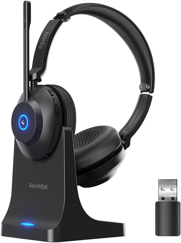 Detalle de AxiomEar Bluetooth Wireless Headset with Mic for Work – Advanced Noise Reduction, Comfortable On-Ear Design