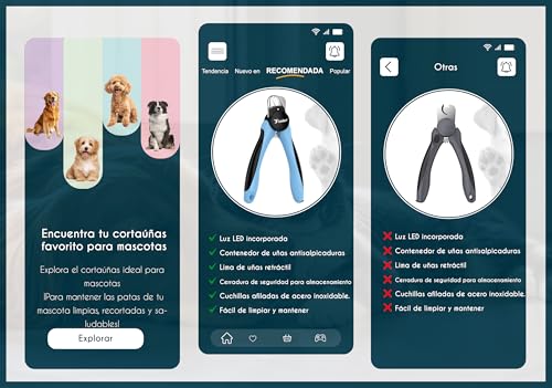 Detalle de Candure Cortaúñas para Perros con Luz LED — Corte Seguro y Preciso con Sensor de Seguridad
