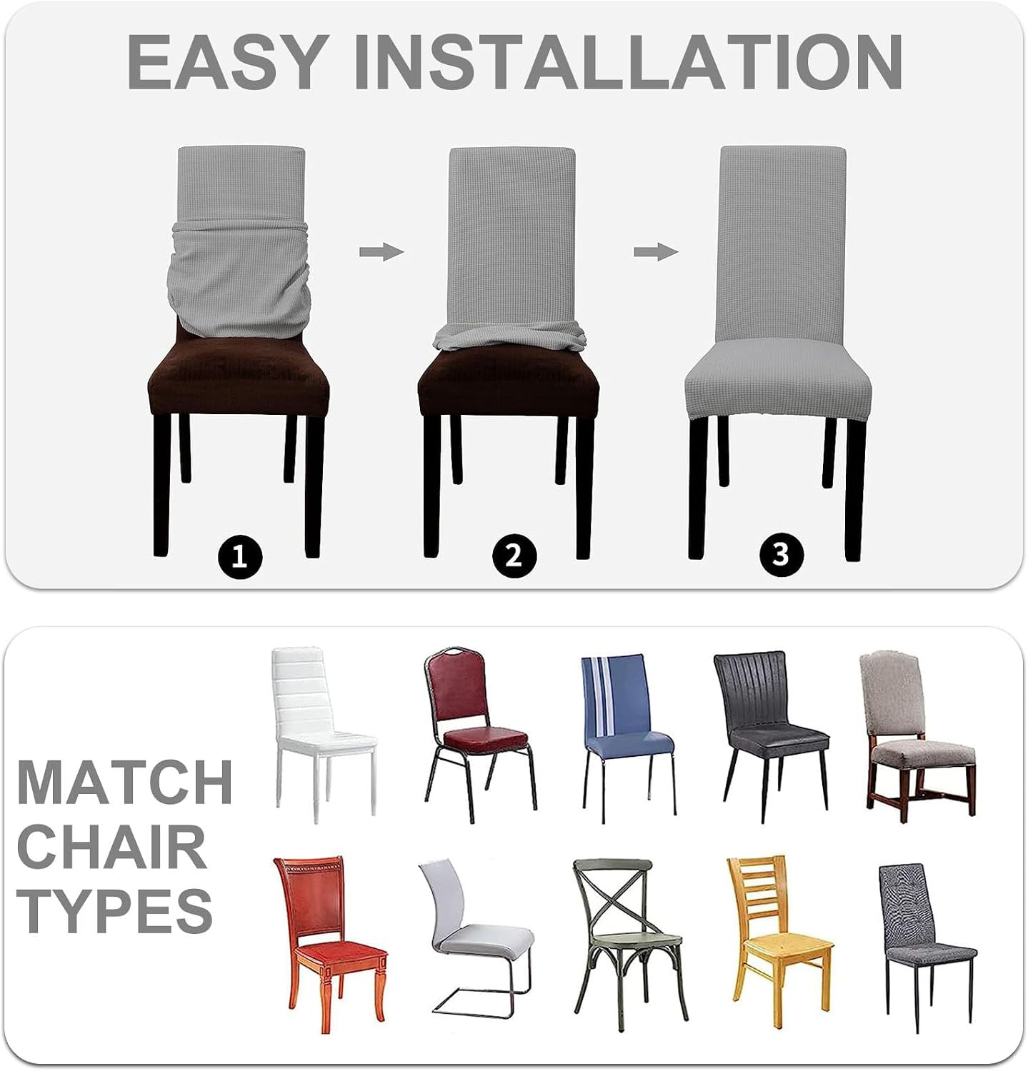 Thumbnail 4 de YSTELLAA Housse de chaise extensible 4 pièces Bleu