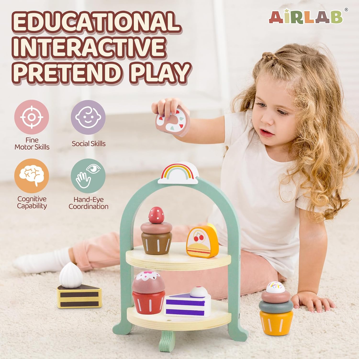 Detalle 2 de Wooden tea party play food set