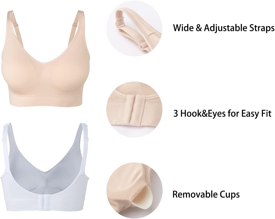 Detalle 2 de Amazingjoys non-wired seamless bras for women with removable pads (3-pack)