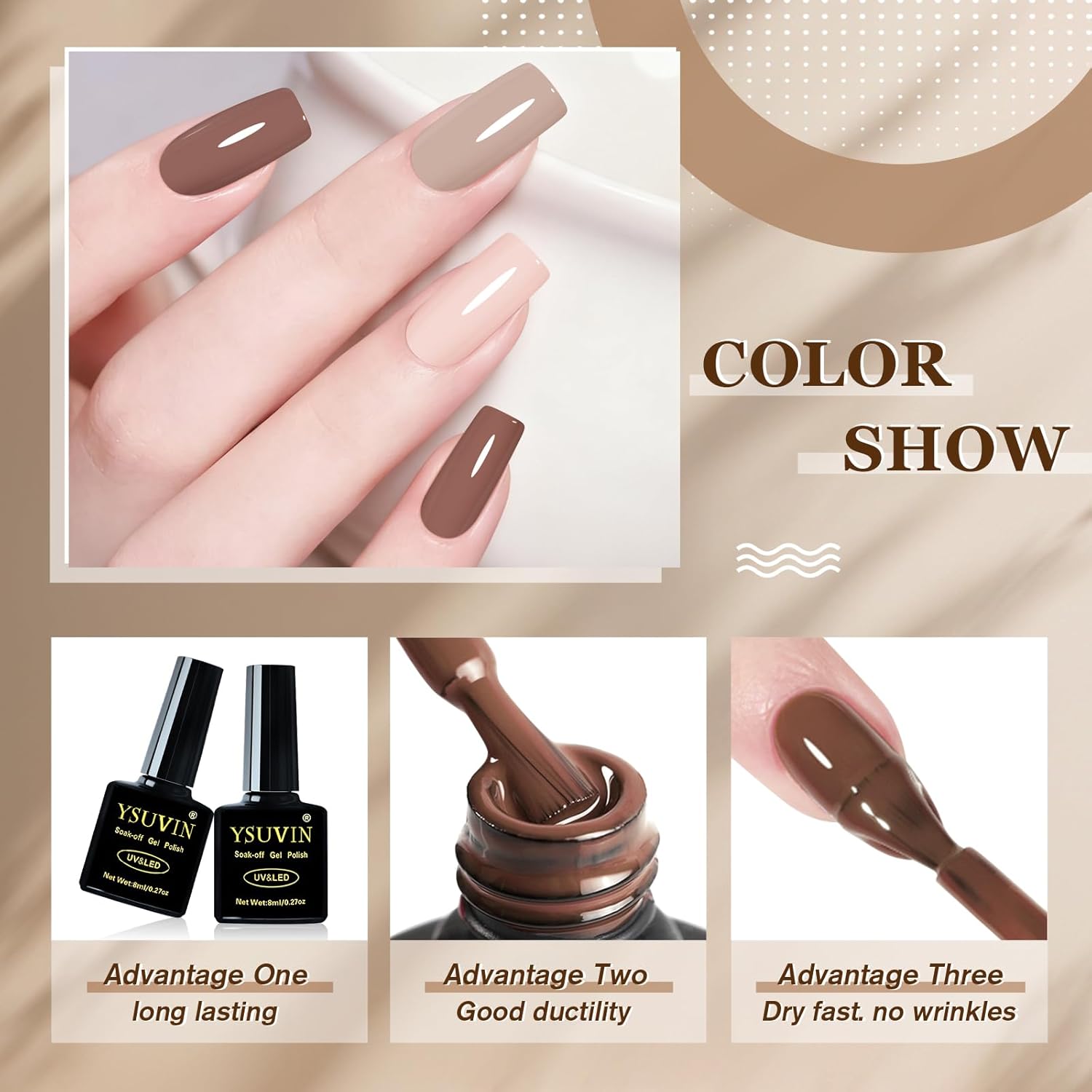 Thumbnail 2 de YSUVIN UV-Nagellack Rot – 6er-Set mit Soak-Off UV Gel Polish (8 ml je Farbe)